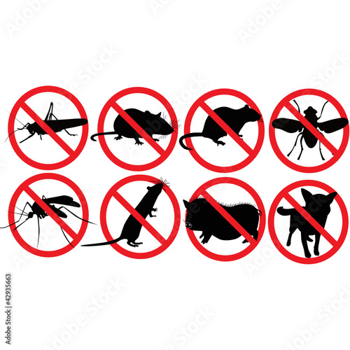Animal dogs pig rat insects mosquito lock symbol