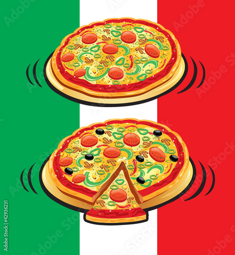 pizza with italian flag