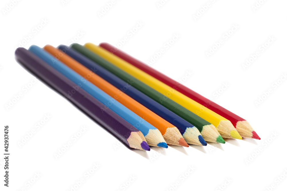 Multi-coloured pencils on white background, Back to school Multi-coloured pencils on white background, Back to school
