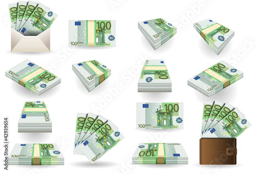 full set of hundred euros banknotes