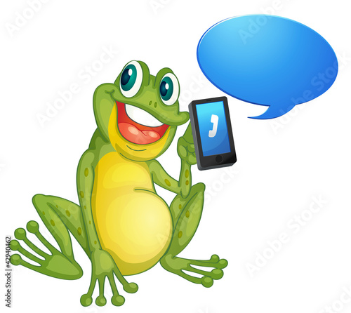 a frog with cell phone