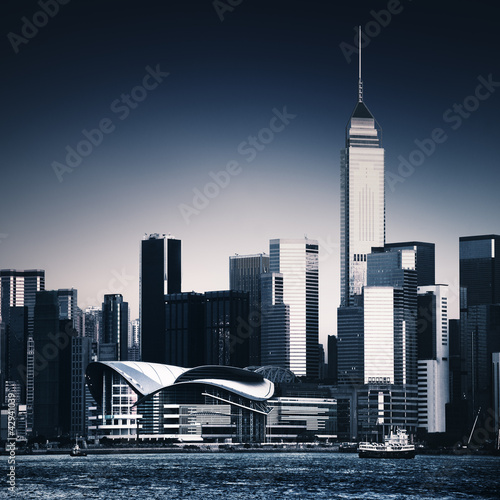 Photography Beautiful HongKong cityscape at sunset