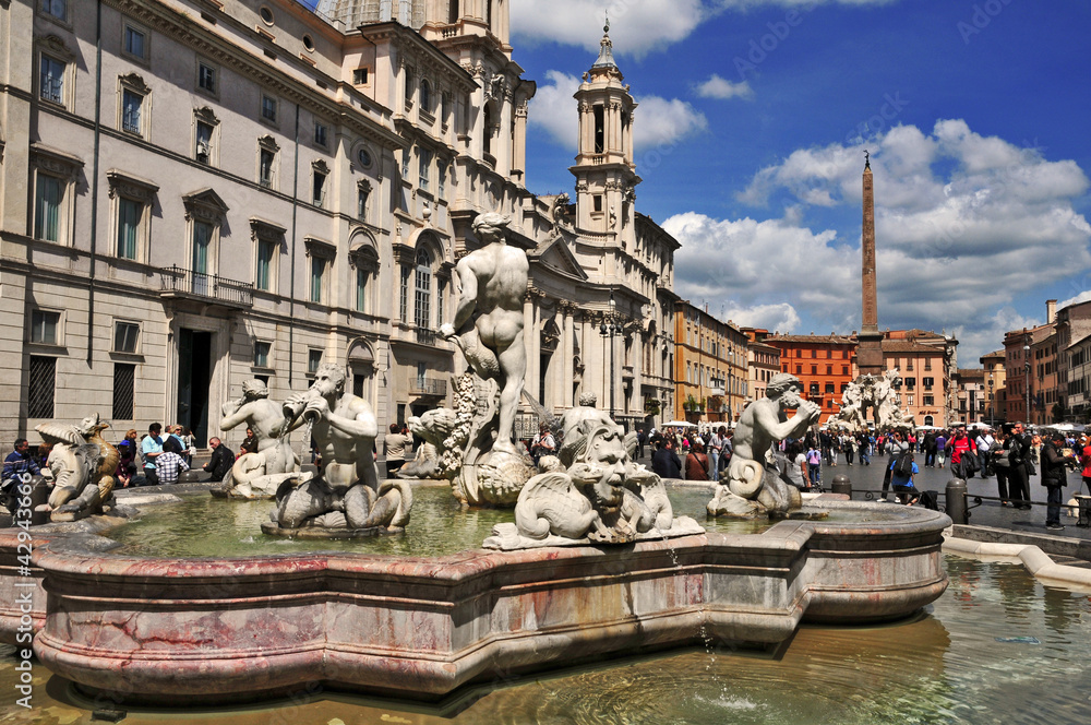 Fototapeta premium Roma, Piazza Navona e fontana del Moro