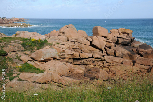 Brittany, pink granit rocks in Ploumanac h photo