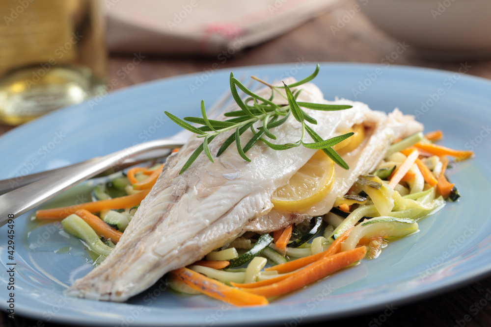 Baked sea bass with vegetables Baked sea bass with vegetables