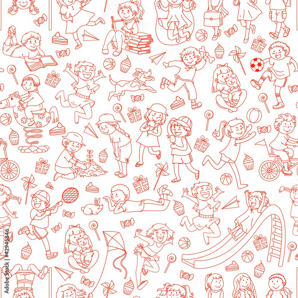 seamless pattern with doodles of children seamless pattern with doodles of children