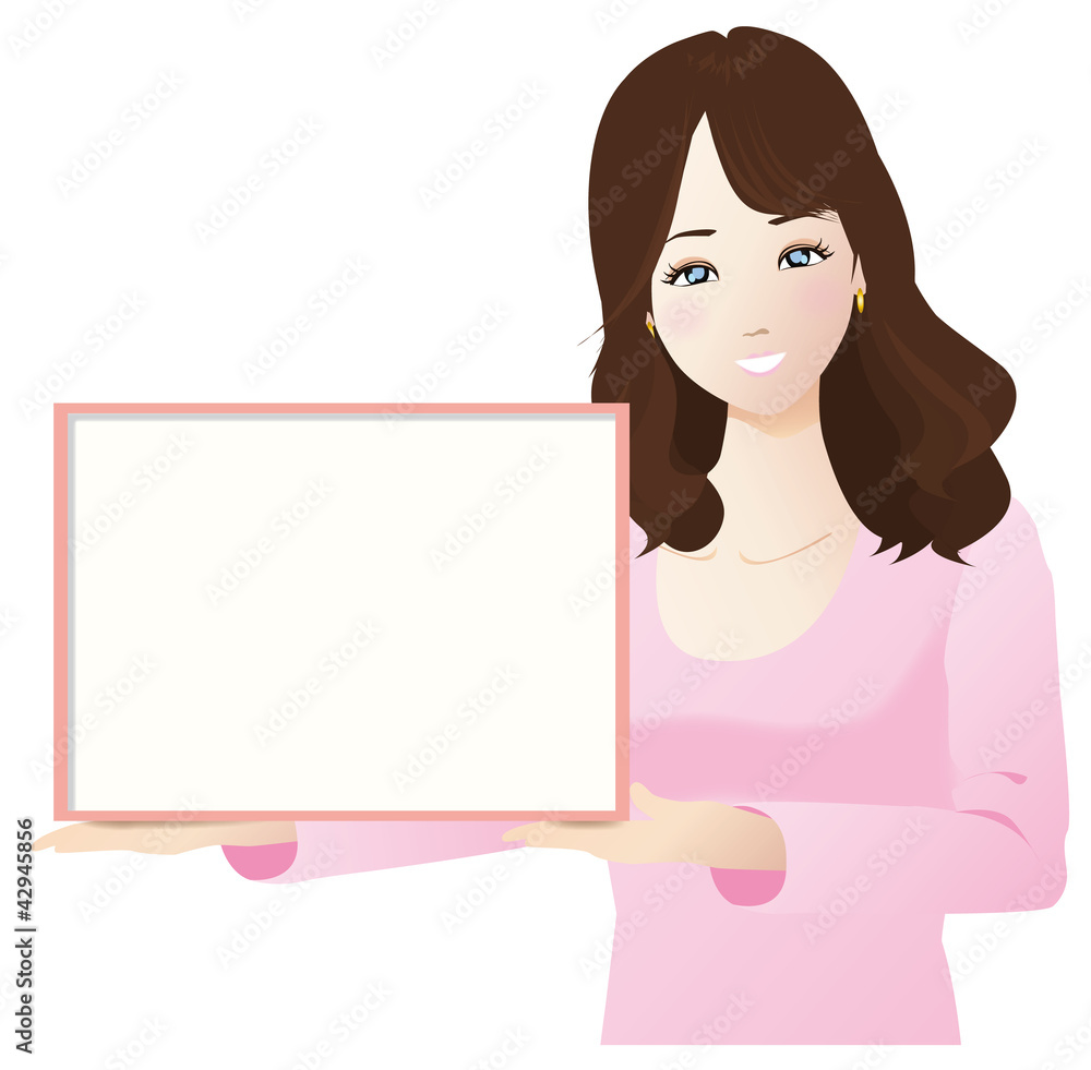 ホワイトボードと女性 ホワイトボードと女性