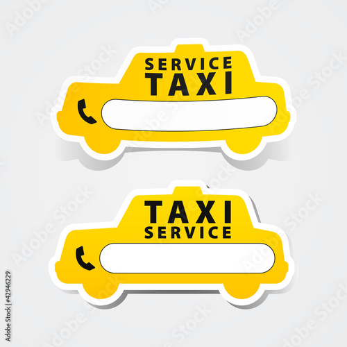 Taxi service sticker.