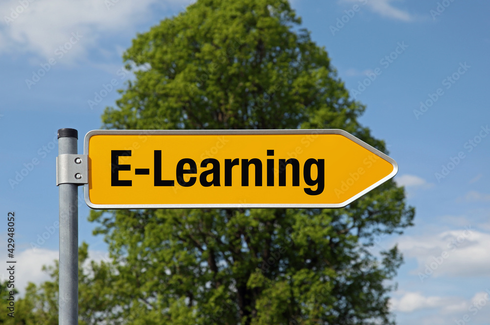 Fototapeta premium Pfeil mit Baum E-LEARNING