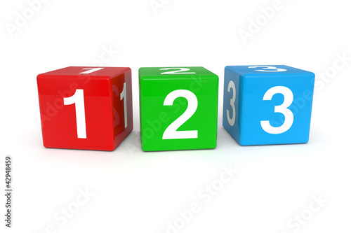 Obraz na plátně Colorful cubes with 123 numbers