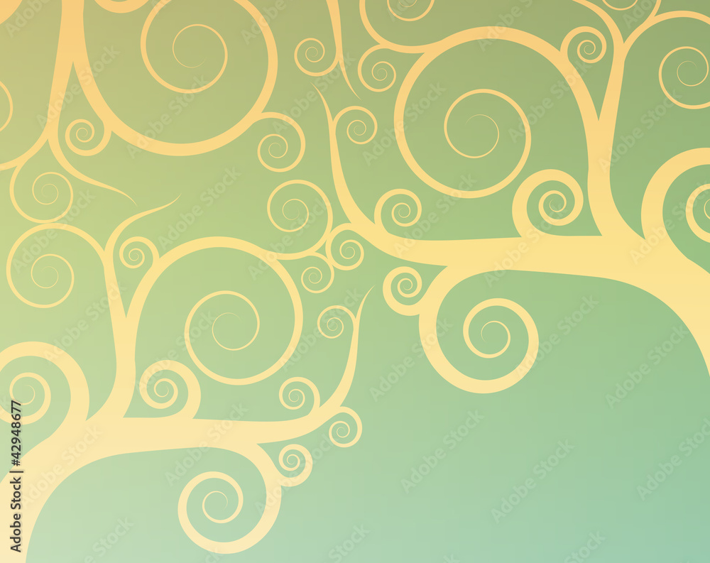Vintage abstract tree swirl vector background
