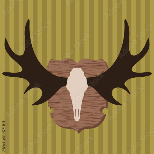 Moose head horns hunting trophy illustration background vector