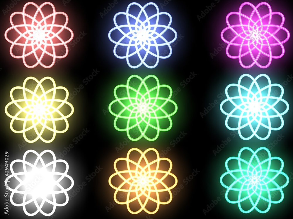 Abstract flowers on a black background Abstract flowers on a black background