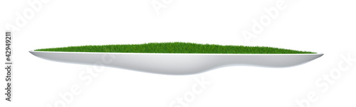 flower-bed with green grass isolated on white 3d model