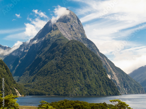 Milford Sound and Mitre Peak in Fjordland NP  NZ