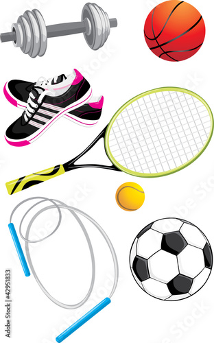 Sports objects isolated on the white