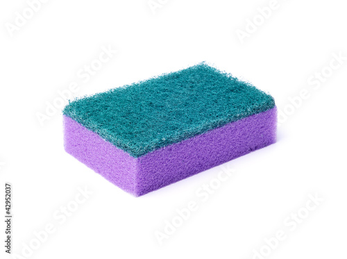 The purple sponge for cleaning isolated on white background
