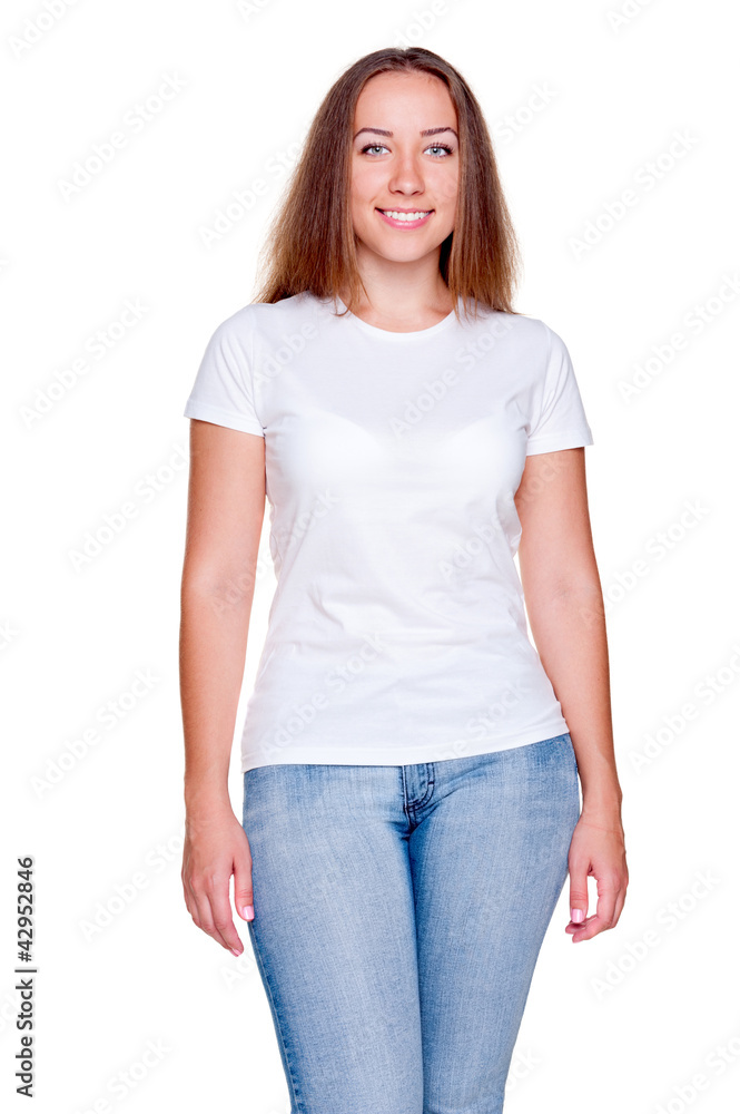 attractive woman in white t-shirt attractive woman in white t-shirt