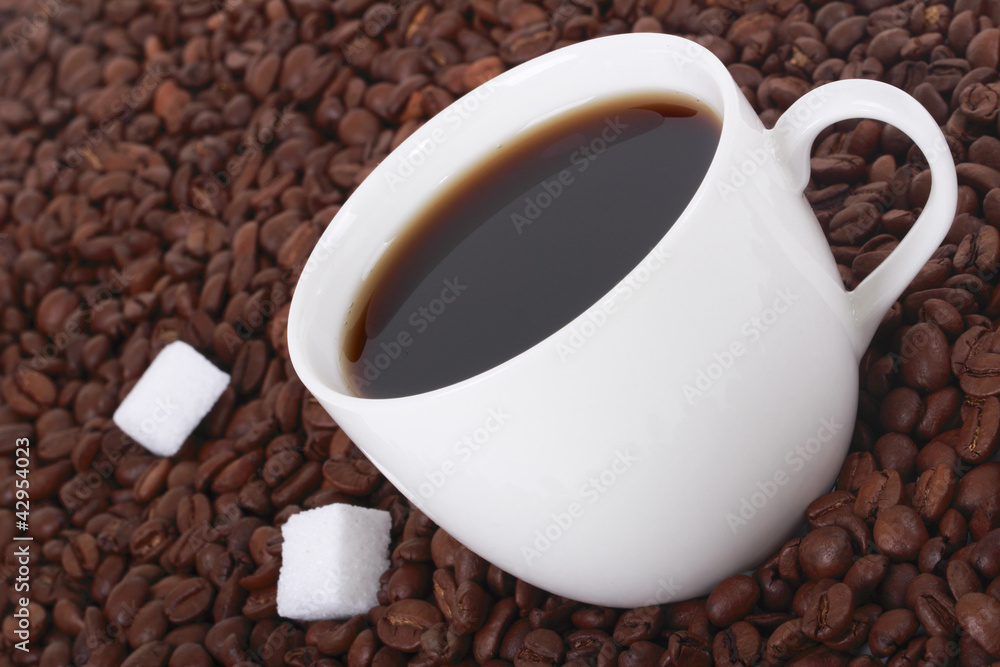 Coffee and sugar on the beans Coffee and sugar on the beans