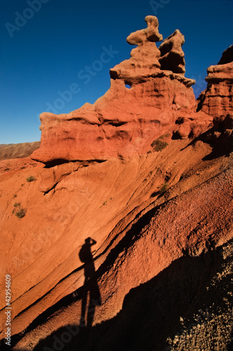 Canyon Suluu Terek  with photographer shadow - Kyrgyzstan photo