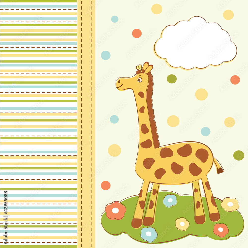 kid greeting card with cute giraffe kid greeting card with cute giraffe