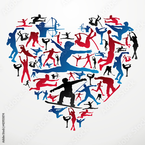 Olympics Sports silhouettes heart