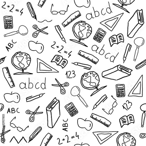 School objects - seamless vector doodle art