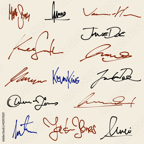 Signatures set - ficticious contract signatures photo
