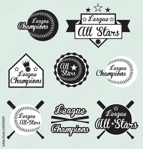 Photography Vector Set: Baseball and Softball All Star & Champions Labels