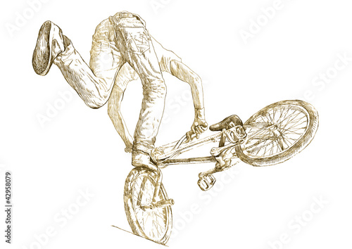 bmx free style - sketch converted to vector, hand drawing