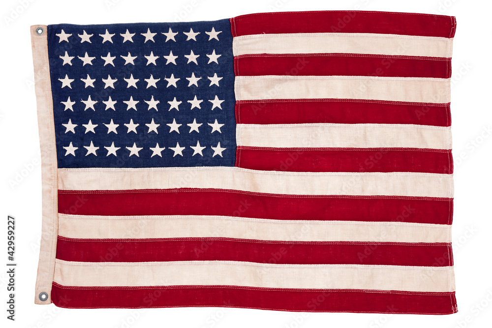 Obraz premium Vintage American 48 State Flag Isolated on White