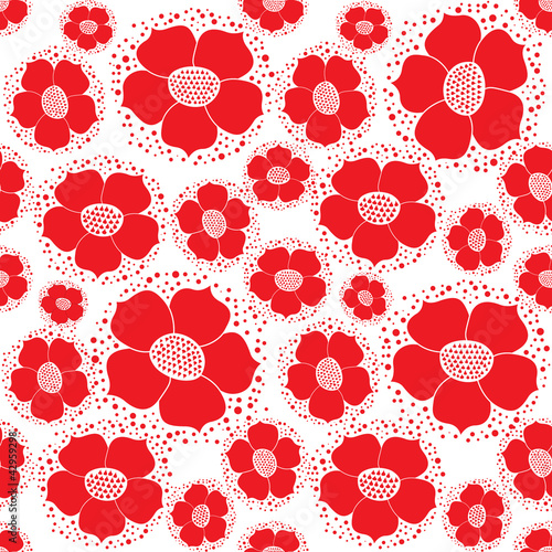 seamless pattern with red ornamental flowers backgroud photo