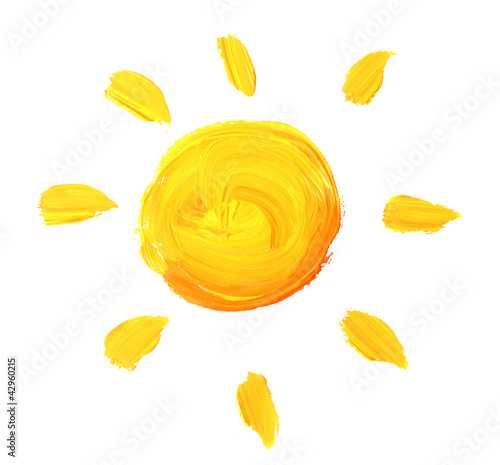 bright sun painted isolated on white