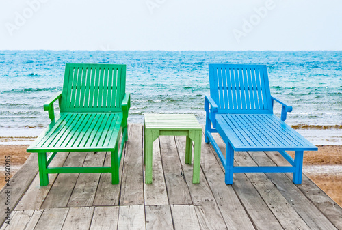 The Color of long chair on beach