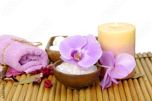 Spa objects on bamboo mat