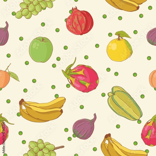 Fototapeta Naklejka Na Ścianę i Meble -  Fruit seamless pattern