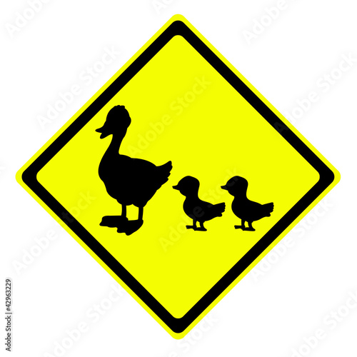 Duck in warning traffic sign