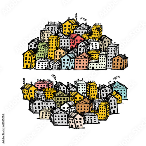 City sketch, background for your design