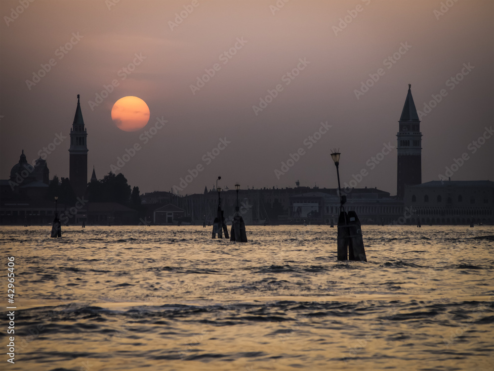 Naklejka premium Sunset Venice Italy