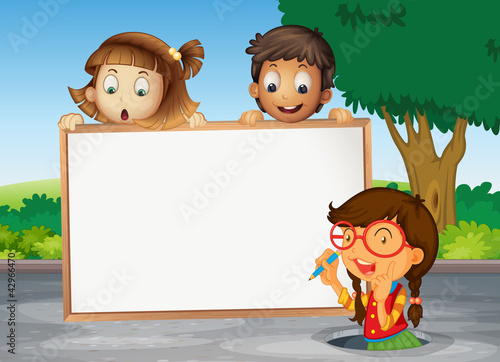 kids and white board