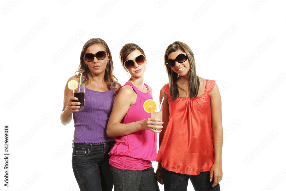 three girls at a party, studio portrait three girls at a party, studio portrait