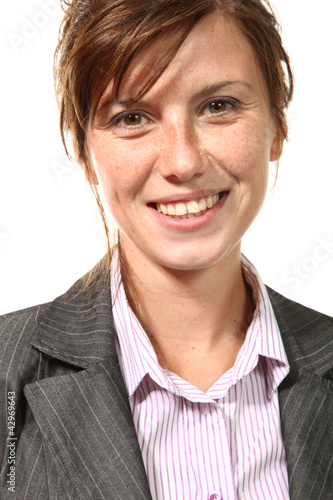 beautiful businesswoman portrait on white background photo