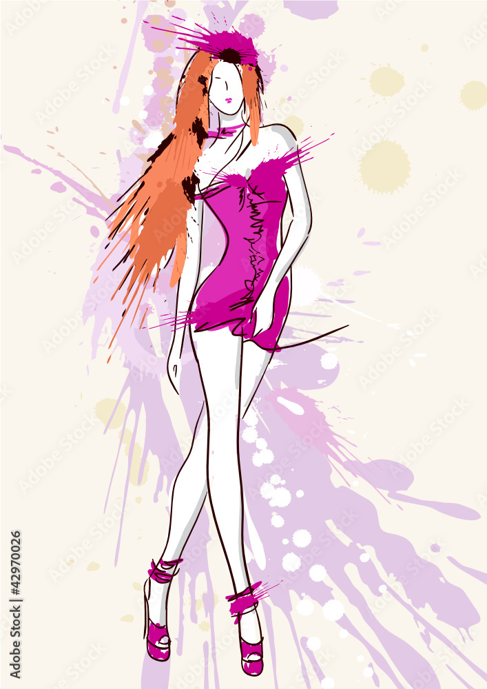 Fashion model sketch. Vector illustration Fashion model sketch. Vector illustration