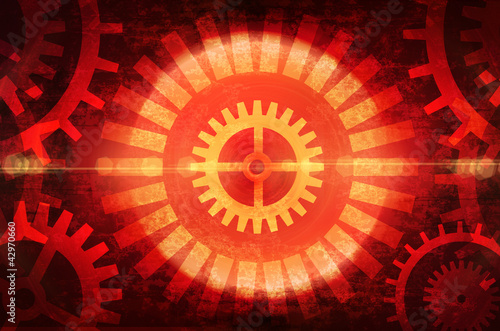 red dark background with gears