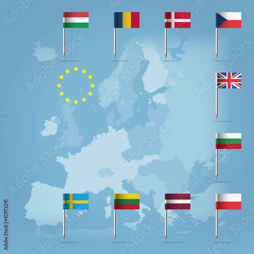 10 european union countries over european map