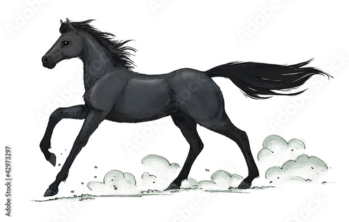 Black Horse Gallop Illustration