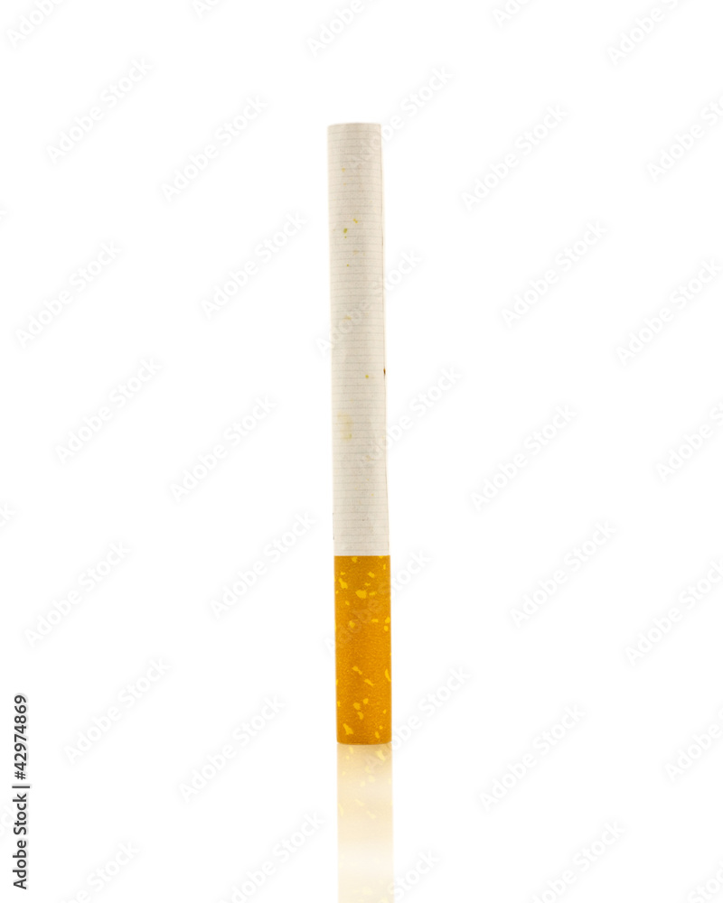 A single unlit cigarette isolated on white A single unlit cigarette isolated on white
