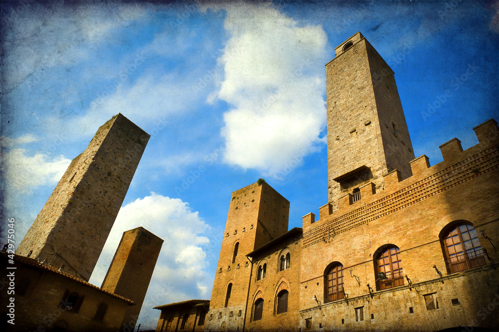 Ancient towers in San Gimignano, Siena, Tuscany, Italy