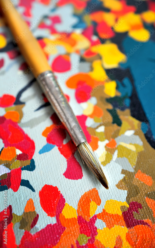 Obraz premium brush on painted canvas