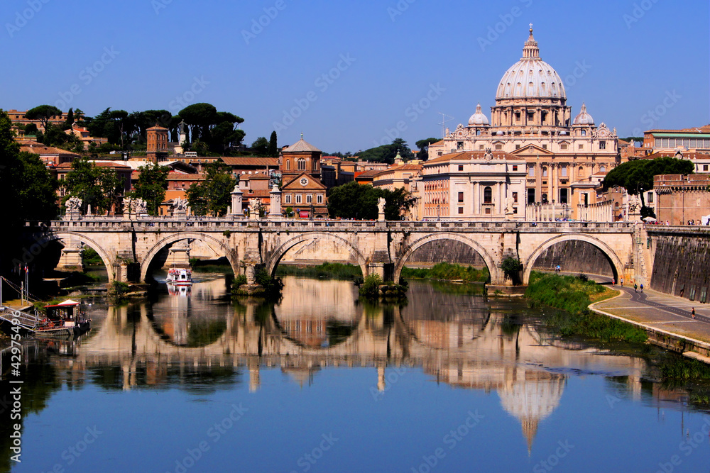 View of toward Vatican City from Ponte Umberto I, Rome, Italy